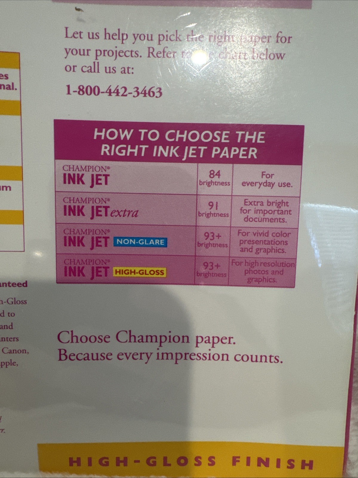 Champion Ink Jet High Gloss Finish 50 Sheet 8.5 x 11 Premium Glossy Coated New