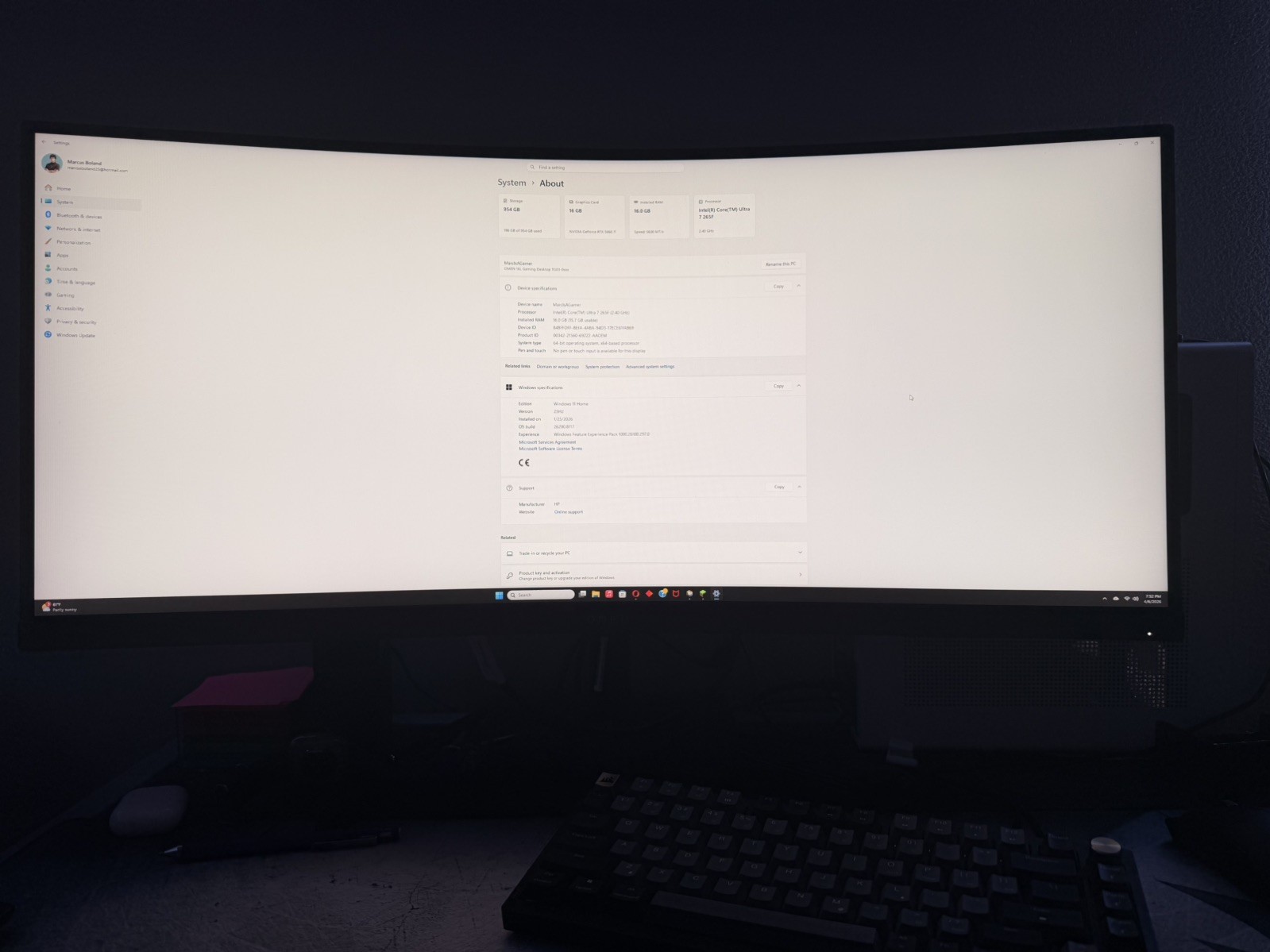 HP OMEN – Intel Core Ultra 7 265F 2025 – 16GB DDR5 Memory Computer with Monitor