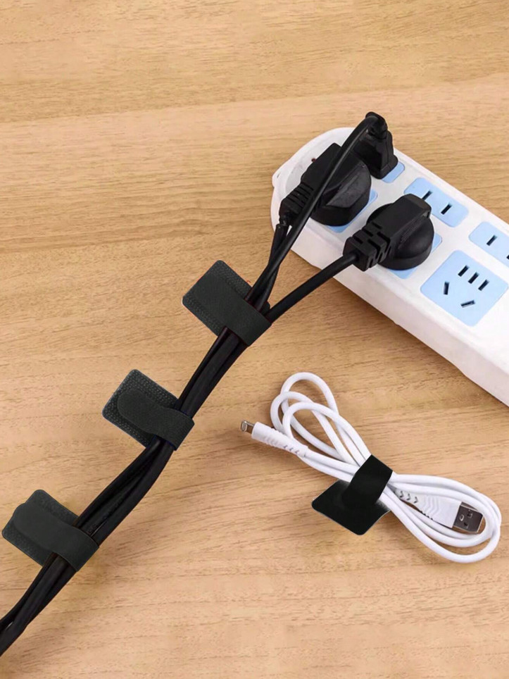 10pcs Hook & Loop Cable Organizer Straps – Wire Management for Home & Office
