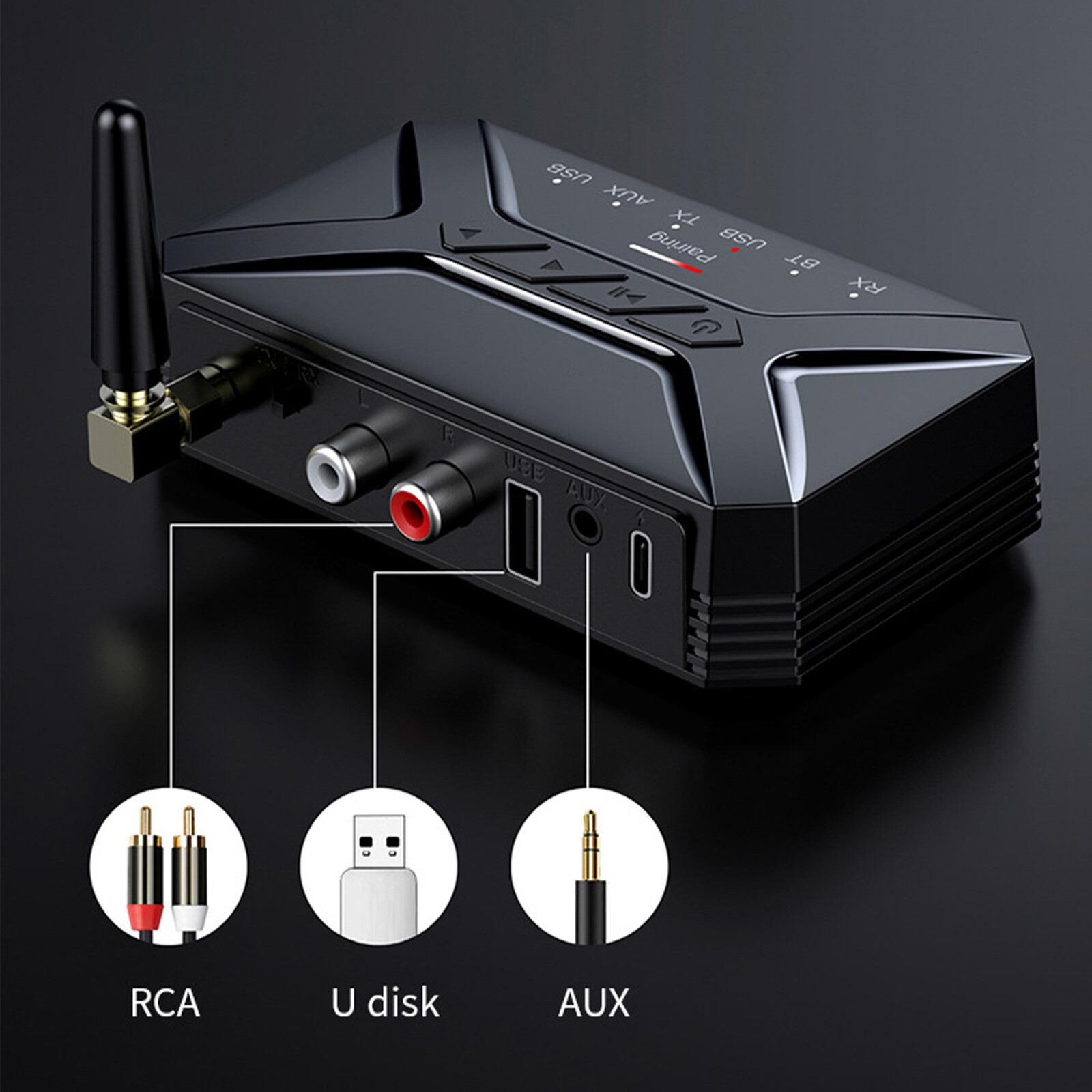 40M Long Range Bluetooth 5.0 Transmitter Receiver 3 in 1 HiFi Adapter AUX RCA
