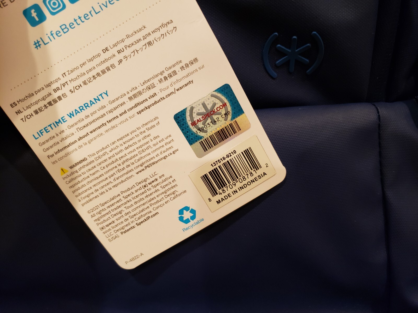 New Speck Transfer Pro 26L Blue Backpack Bag fits 15-inch laptops Padded