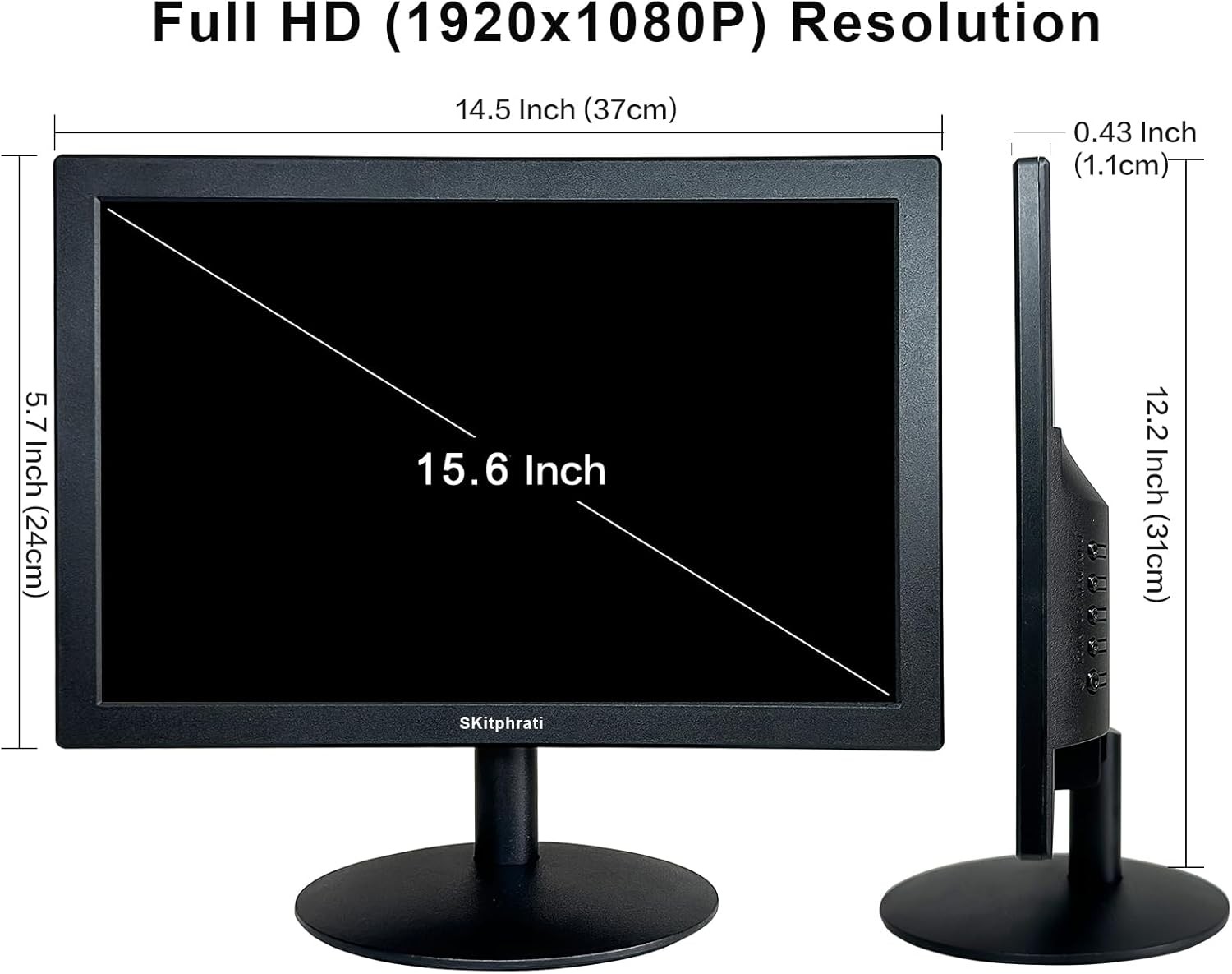15.6 Inch Small PC Monitor FHD VA 1080P Desktop Display 1920×1080 HDMI VGA Ports