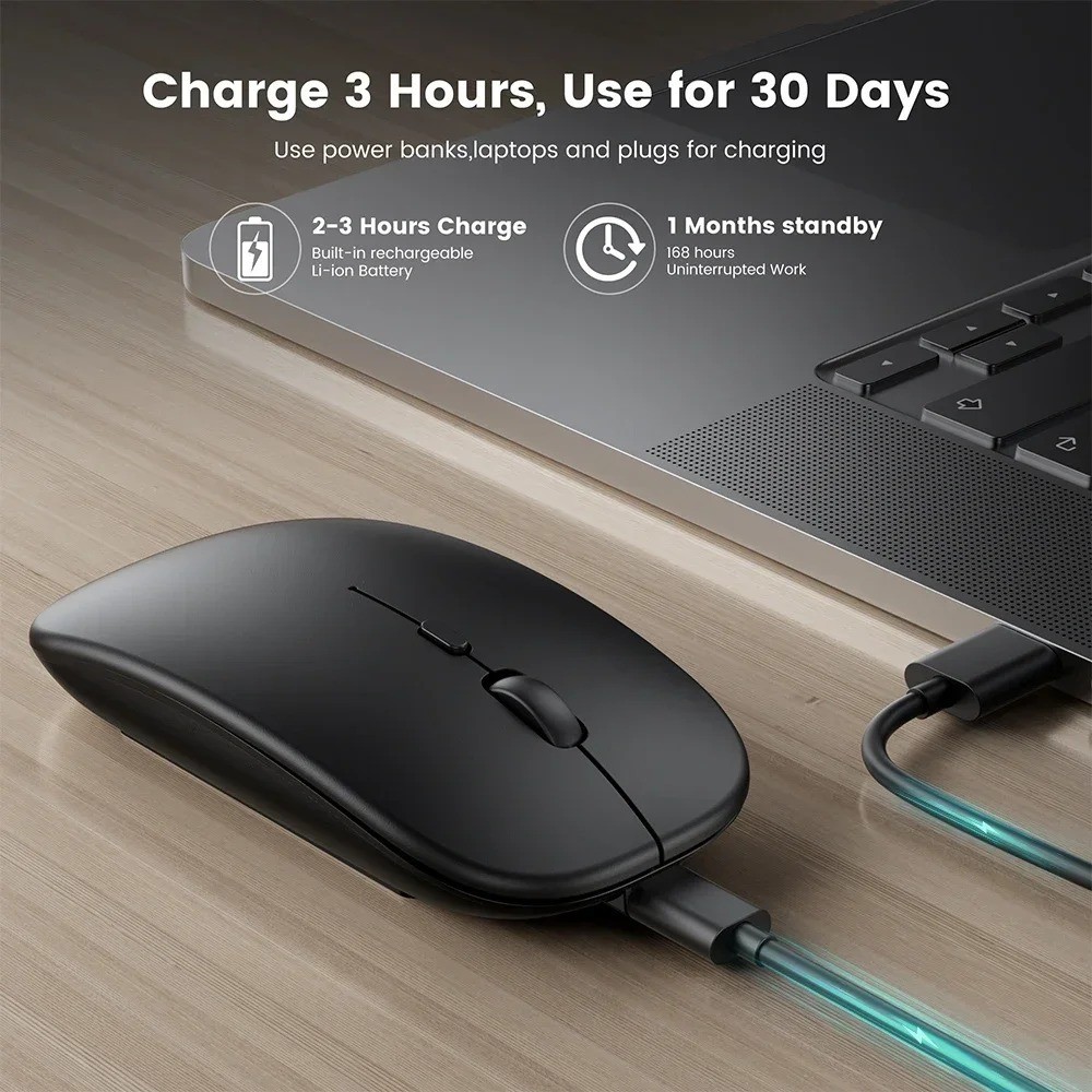 Rechargeable Wireless Mouse Bluetooth 2.4G Dual Mode USB Receiver PC Laptop