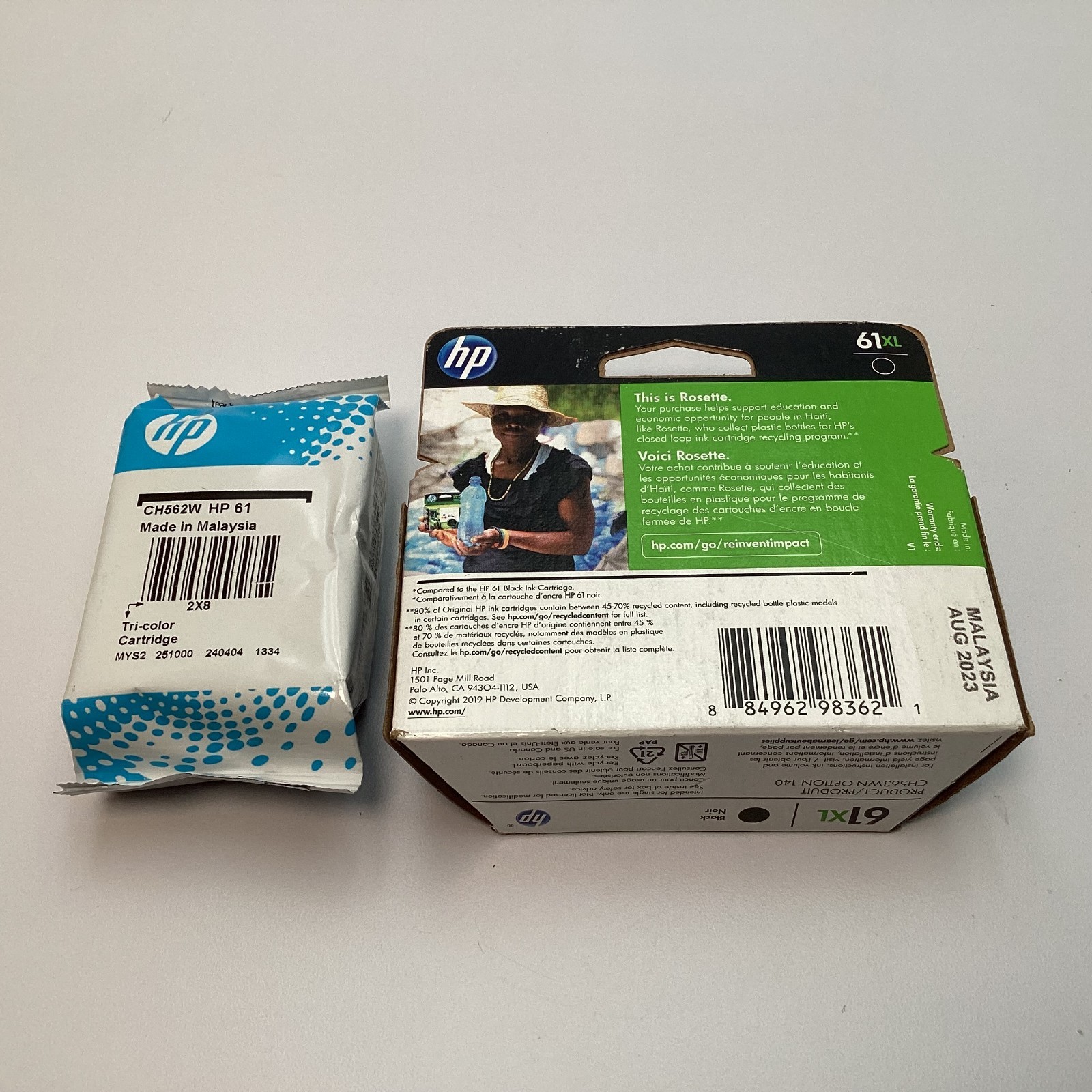 HP 61 & 61XL Ink Cartridge Lot CH563WN Black & CH562W Tri-Color, OEM 2023 & 2026