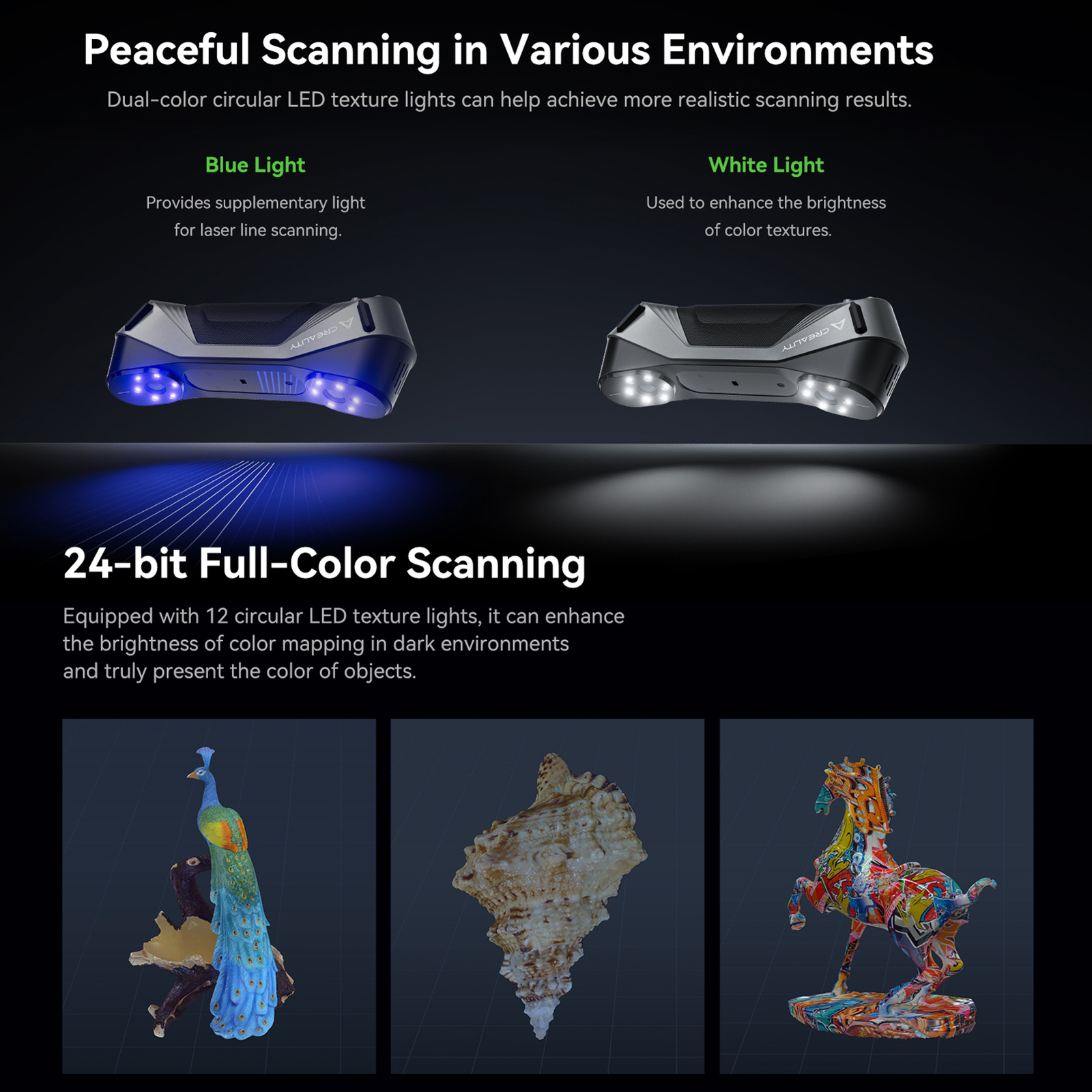 Creality CR-Scan Raptor 3D Scanner Handheld 60FPS 24Bit Full-Color Scanning P2Y6