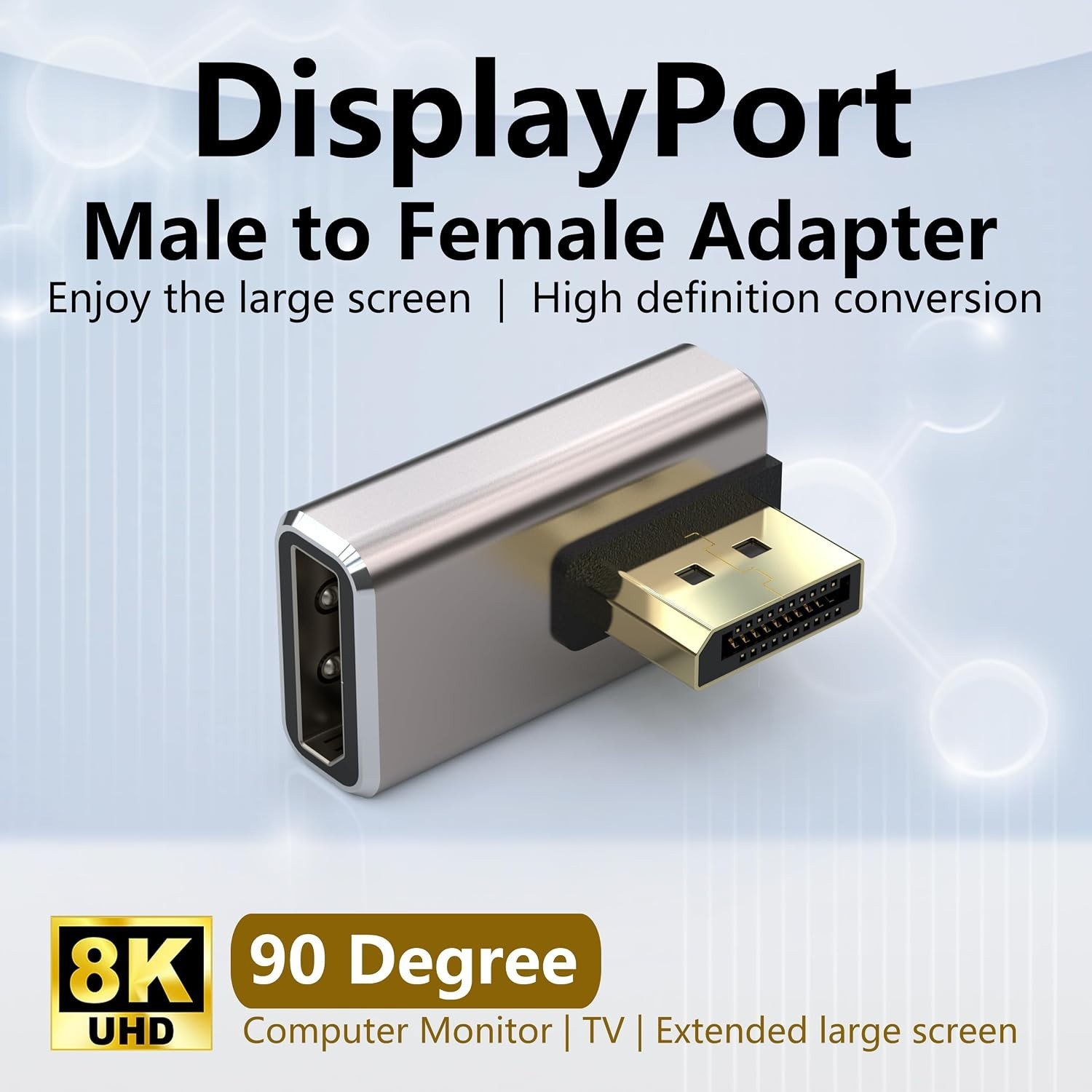 Compact Gold-Plated 90-Degree DisplayPort Adapter Set for Ultra HD Displays