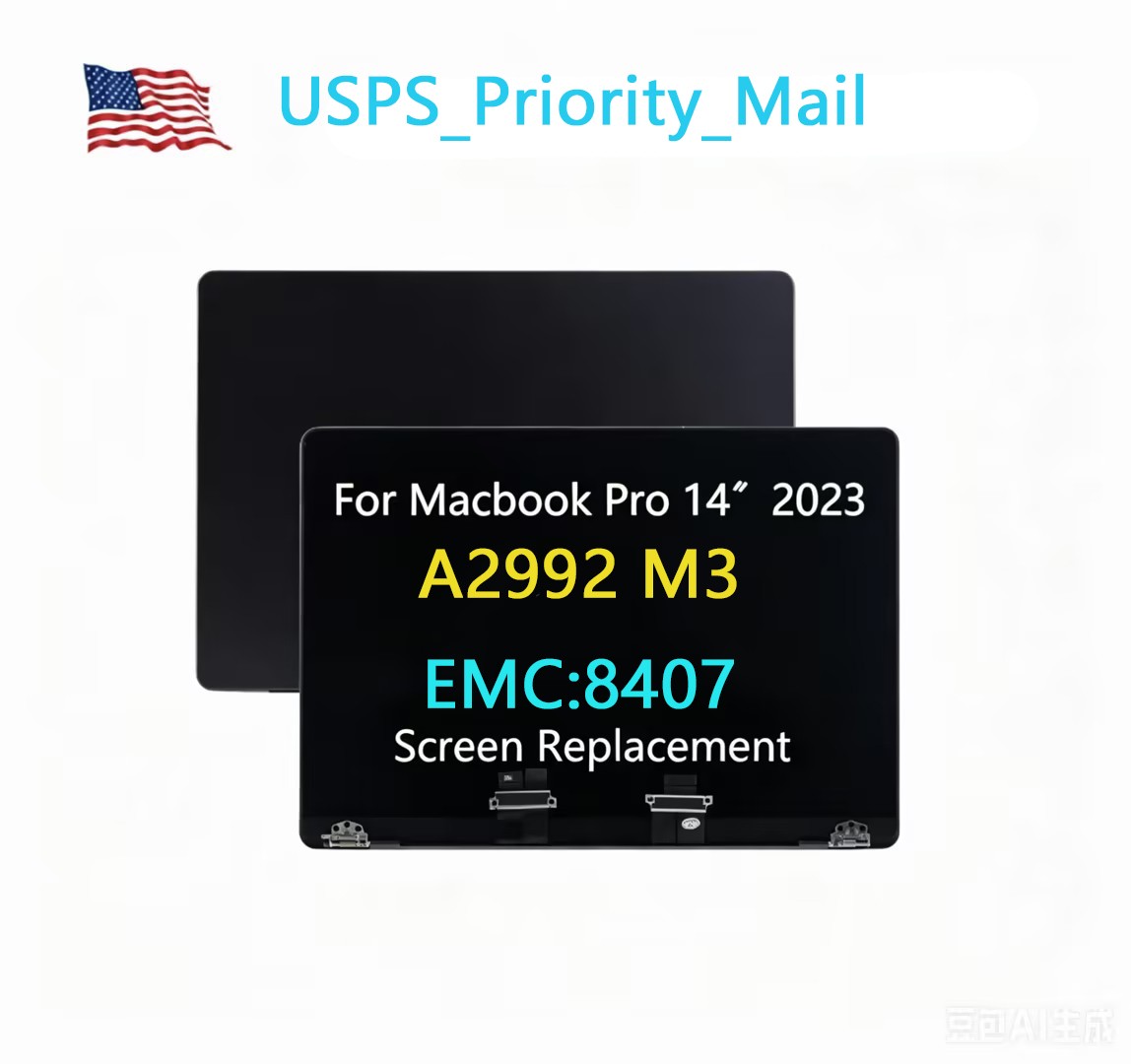 For MacBook Pro 14″ A2992, Year 2023 LCD Screen Replacement Black EMC:8407