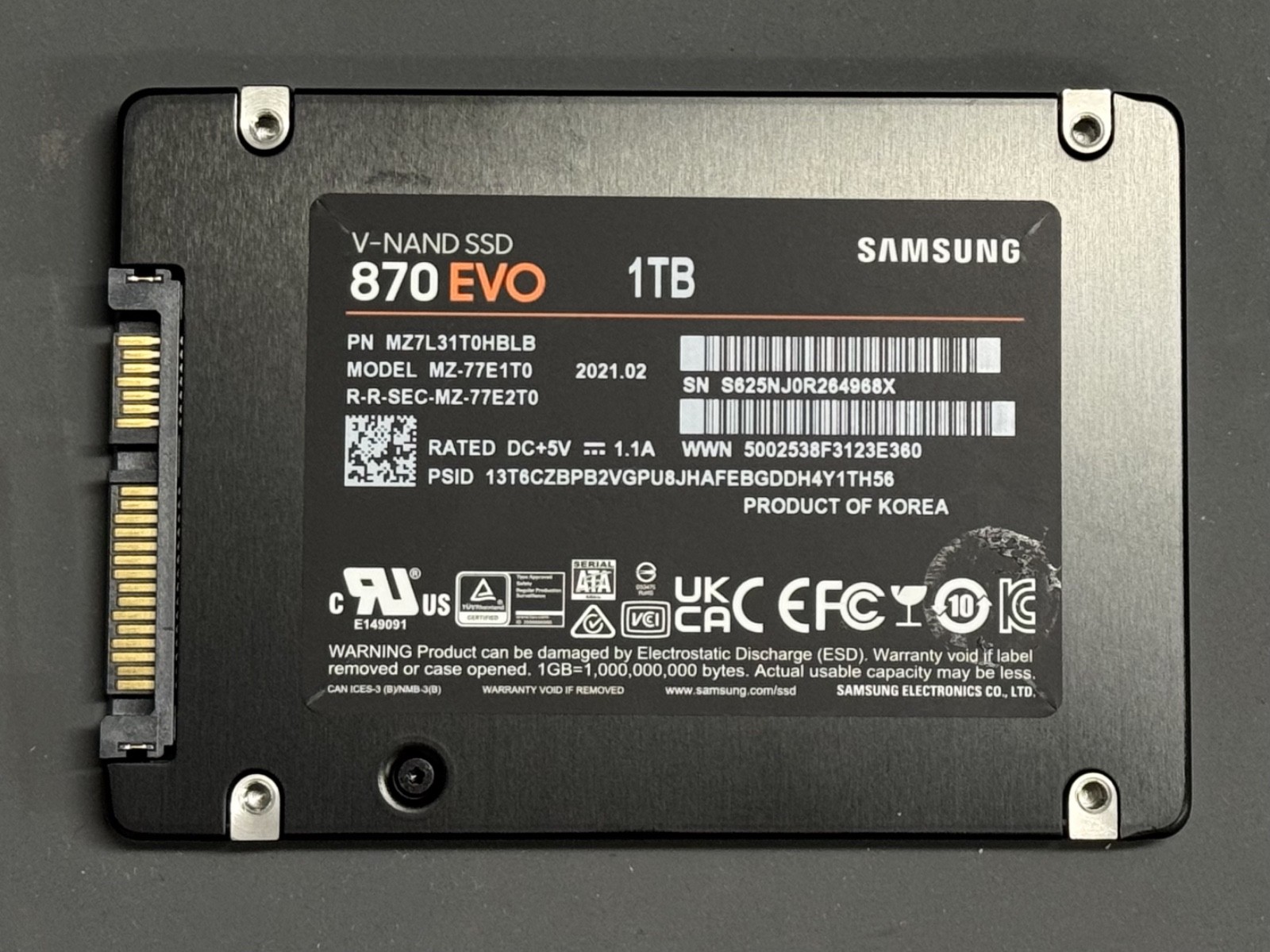 Samsung 870 EVO 1TB, 2.5 inch Internal SSD – ‎MZ-77E1T0