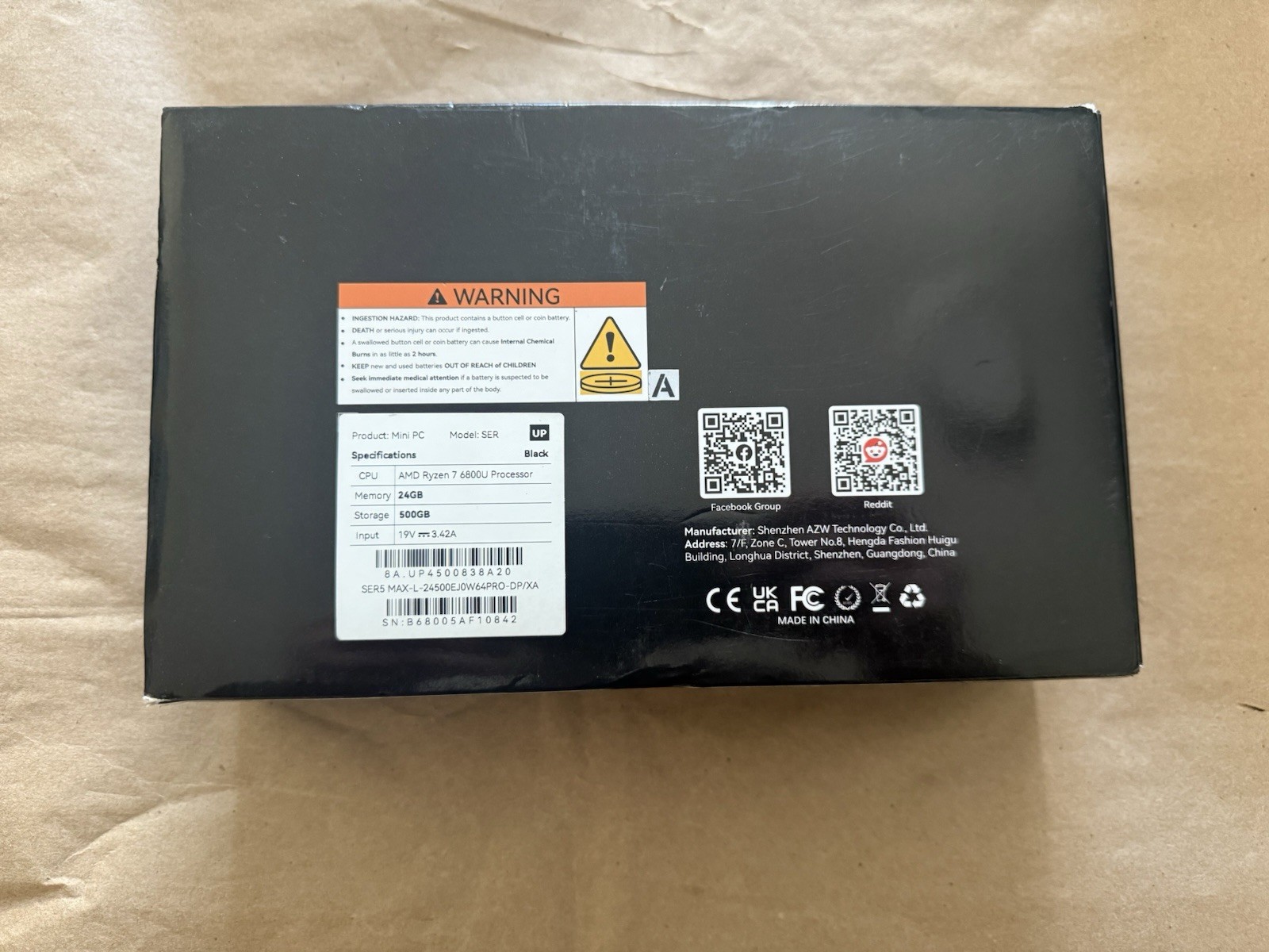 Beelink SER5 Max Mini PC, AMD Ryzen 7 6800U 24G LPDDR5 RAM 500GB