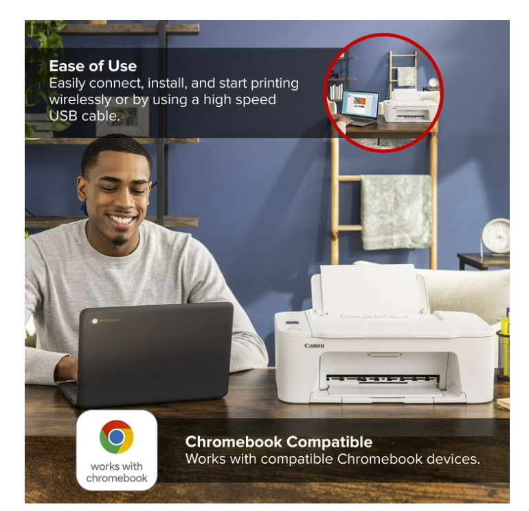 NEW Canon PIXMA TS3722 Wireless All-In-One Inkjet Printer for Home Office