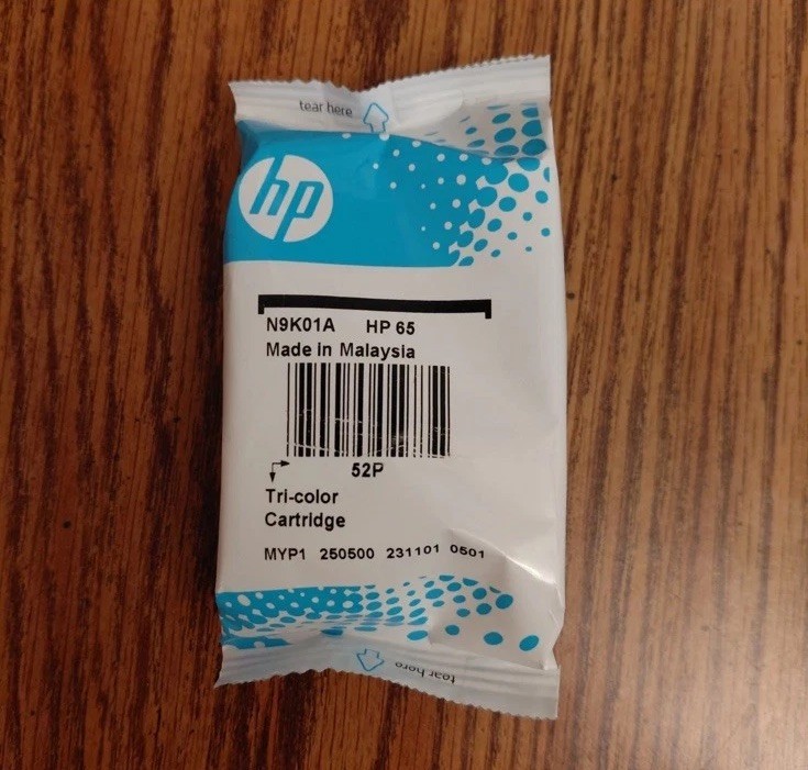 HP 65 (N9K01A) Tri Color Ink Cartridge New Sealed EXP – Unknown