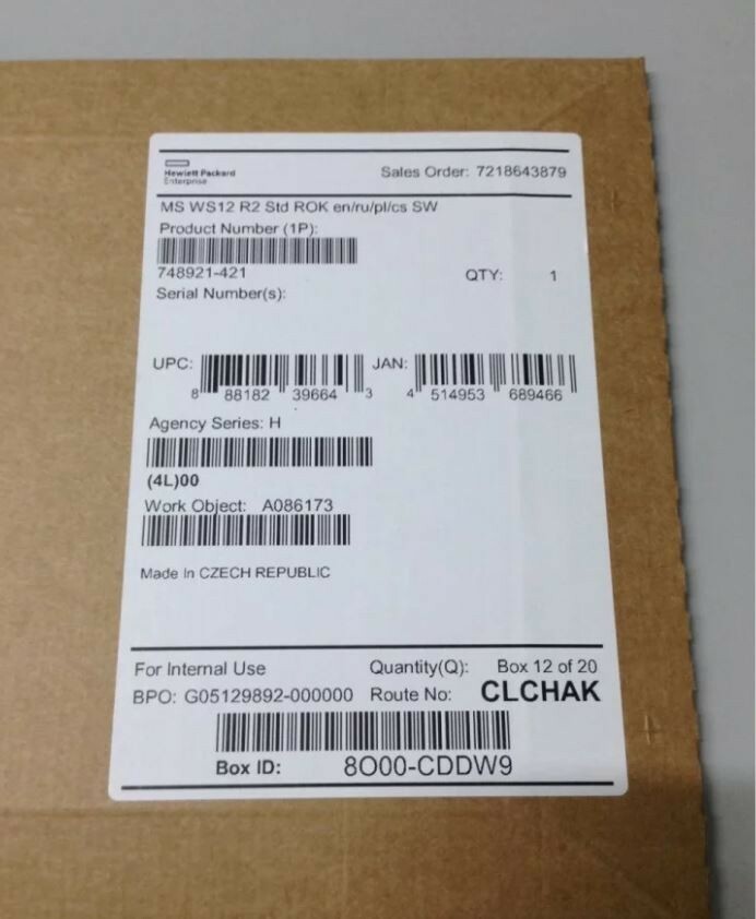 748921-B21 HP Windows Server 2012 R2 64 License and Media (Factory Sealed)