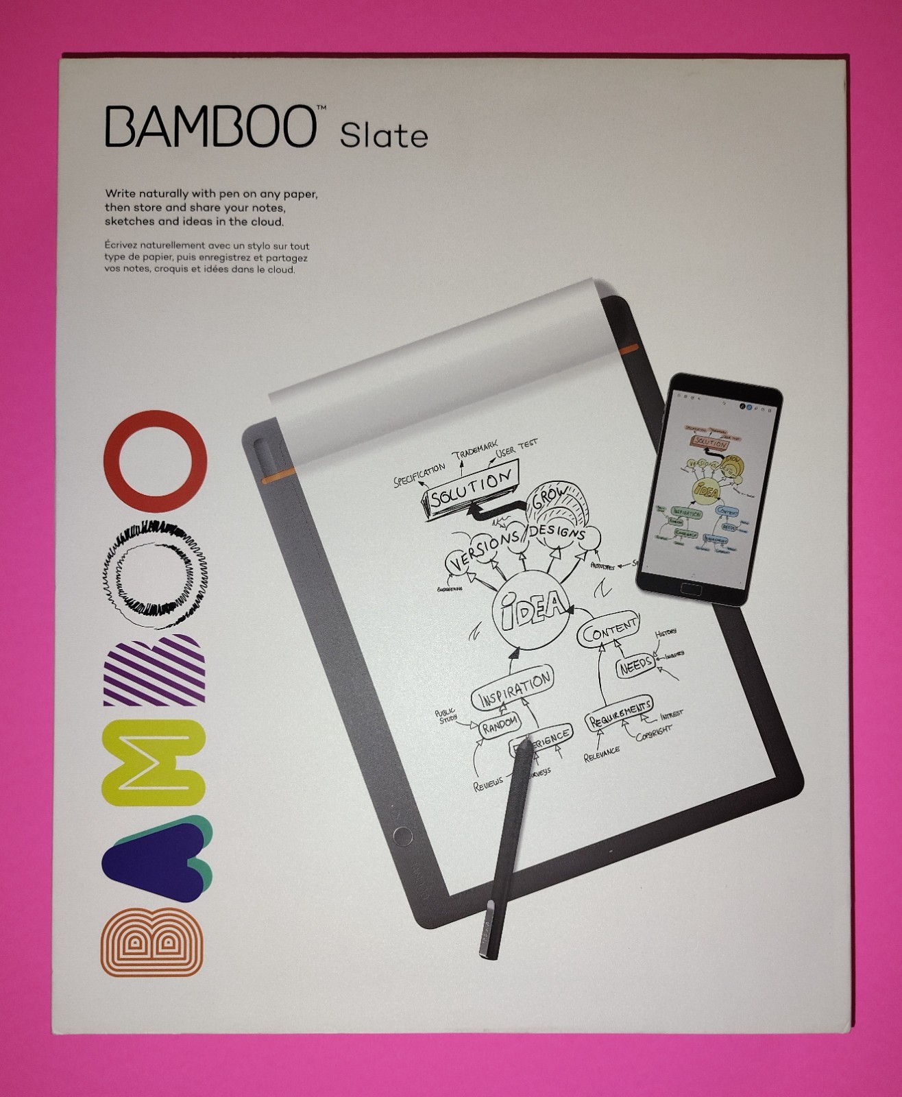 New Wacom Bamboo Slate Large A4 Drawing Tablet Paper Pad Stylus CDS810S Smartpad