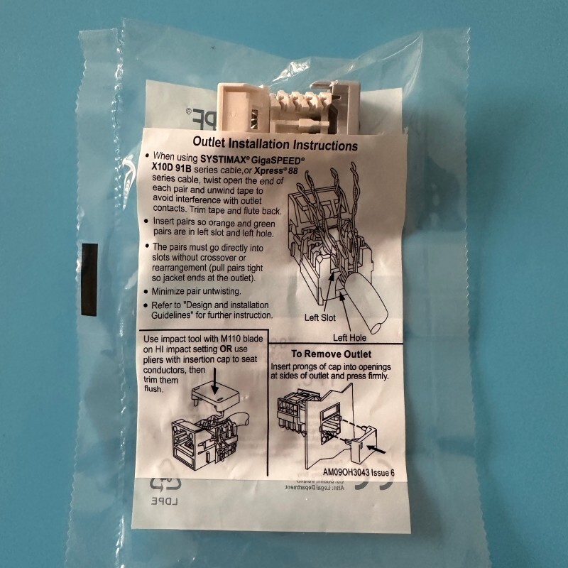 50PCS Fr CommScope Category 6 Gigabit Network Jack Module RJ45CAT6 MGS400-262 US