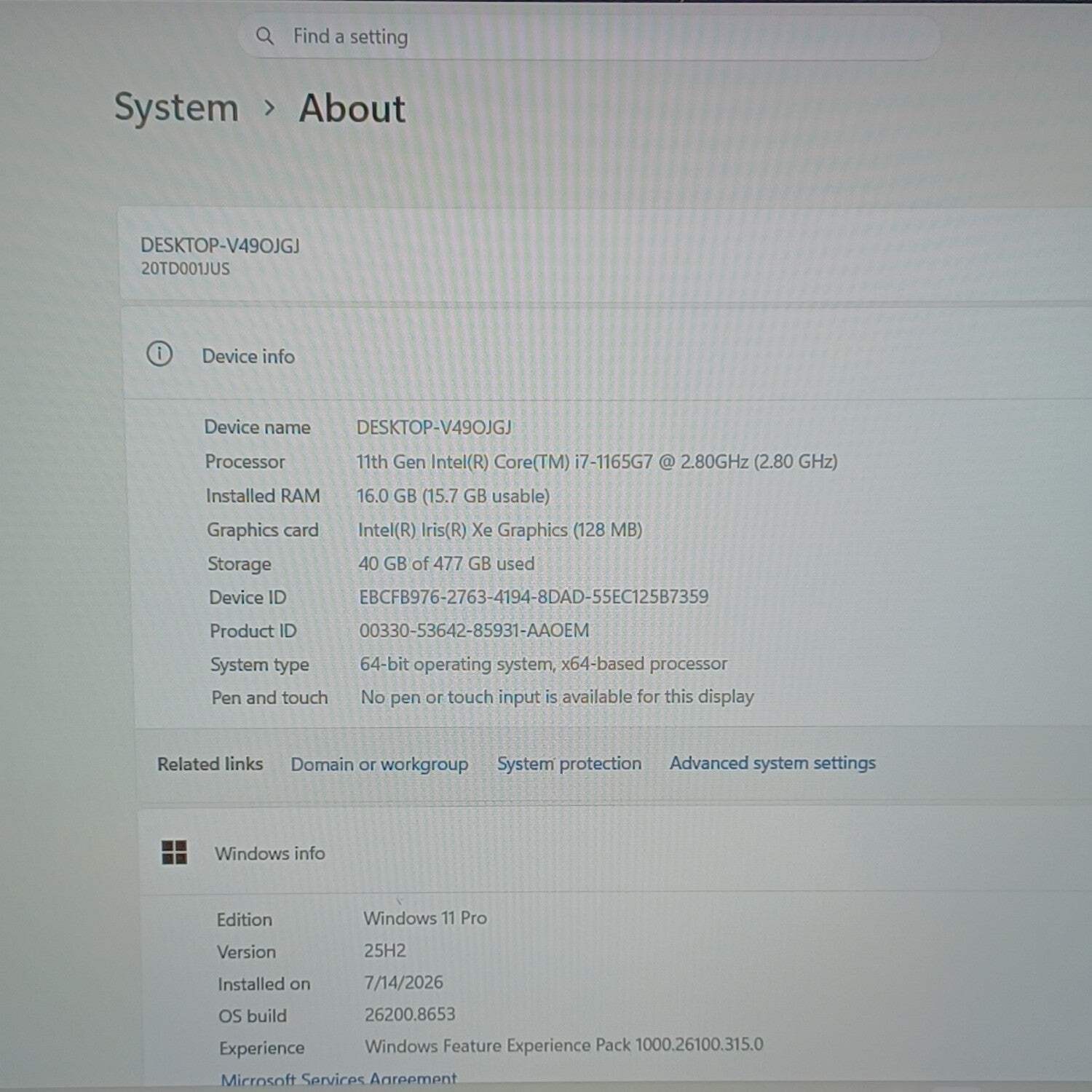 Lenovo ThinkPad E15 Gen 2 20TD001JUS 15.6″ i7-1165G7 2.8GHz 16GB RAM 512GB SSD