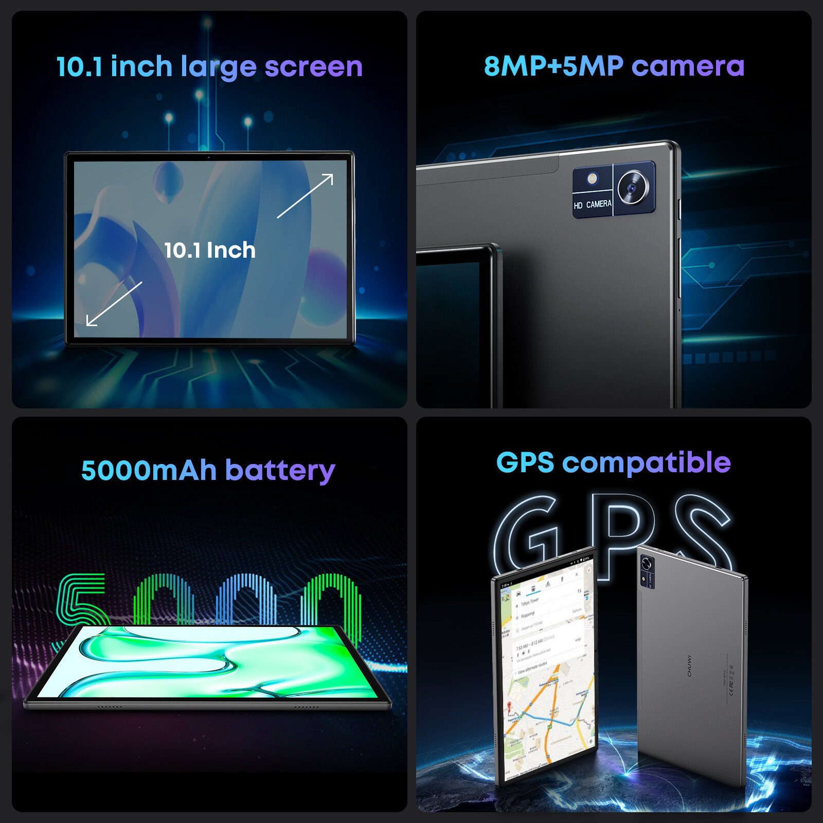 CHUWI 10.1” Android 13 Tablet 128GB Octa Core up to 2.6Ghz Tablet 4G LTE