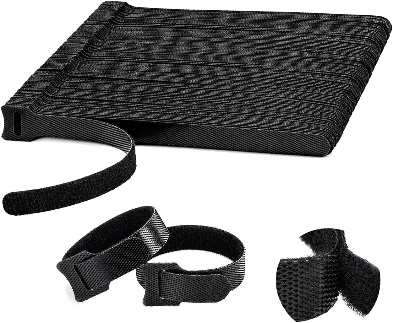 100PCS Hook and Loop Straps – 6 Inch Reusable Cable Ties for Cable Management