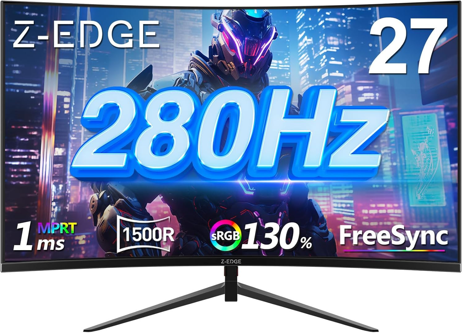 Z-Edge 27 Inch Curved Gaming Monitor, FHD 1080P 240Hz 280Hz Curved 1500R Compute