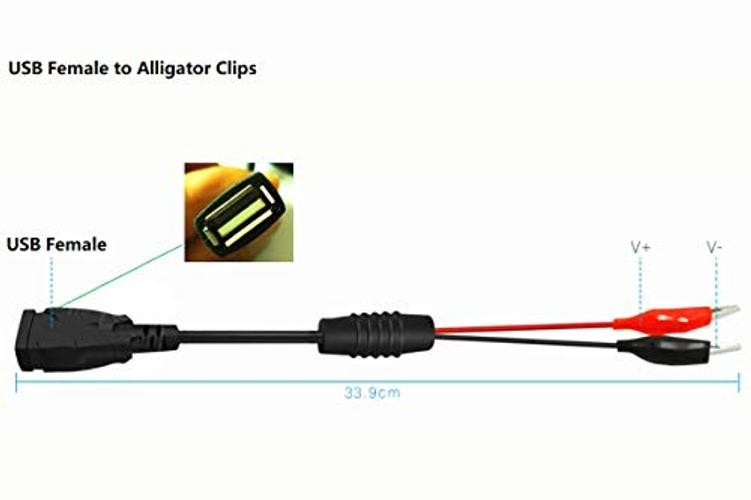 NOYITO Test Lead 18AWG Red Black Wire Max 5A Alligator Clips to USB Female