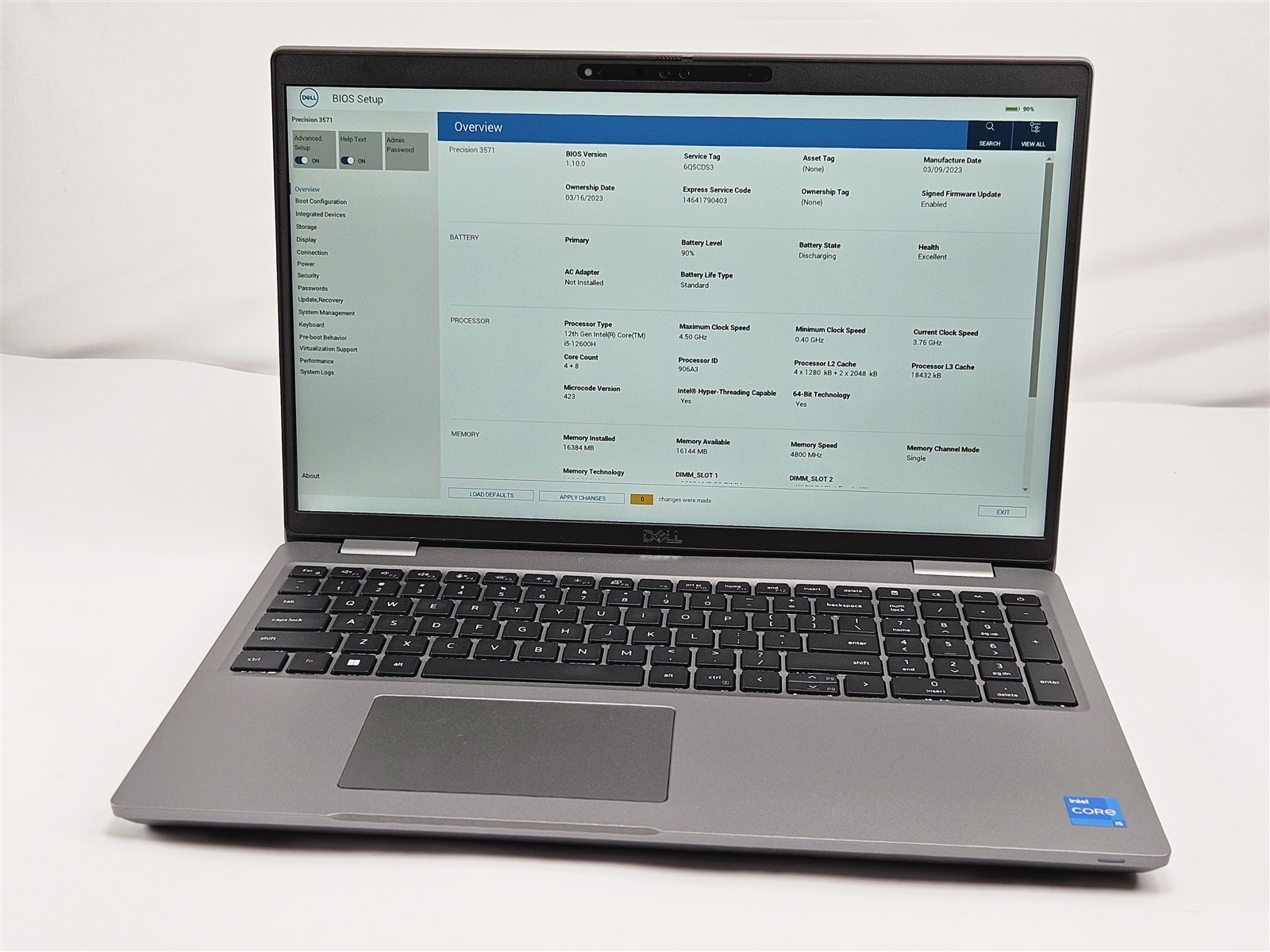 Dell Precision 3571 Intel Core i5-12600H 16GB RAM 256GB SSD NVIDIA Quadro T600