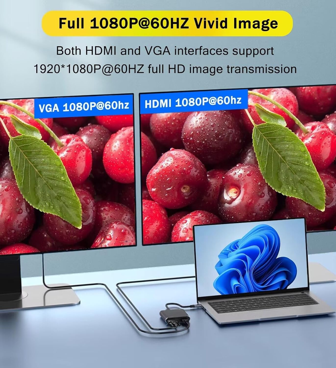 USB 3.0 to VGA HDMI Adapter for 2 Monitors 1920×1080 Resolution Dual Monitor