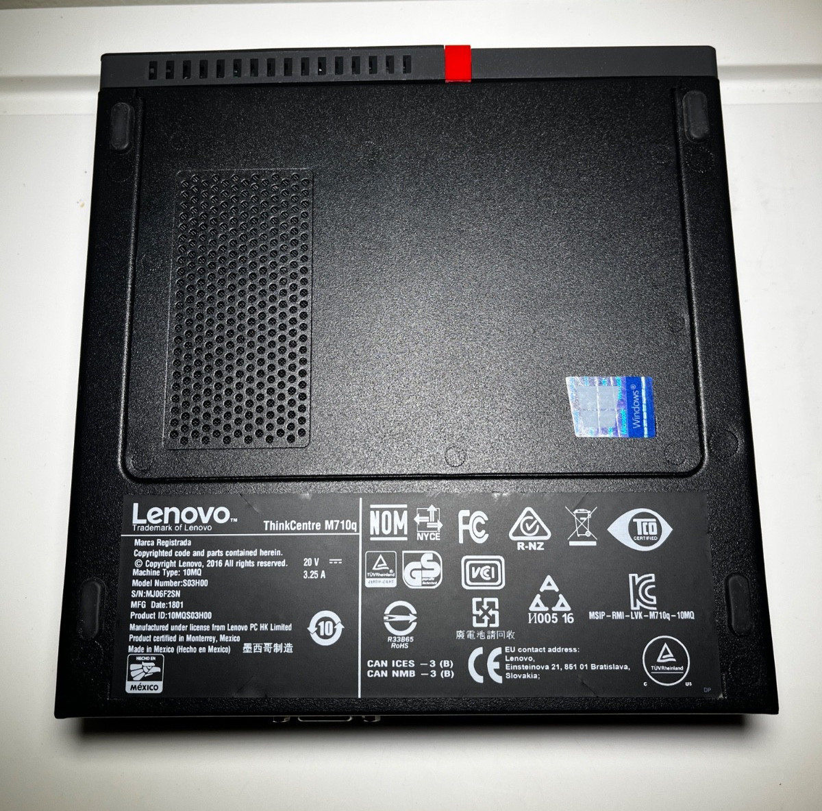 Lenovo ThinkCentre M710q Tiny Core i5-7400T 2.4 GHz 8 GB RAM – No HDD/Power Adap