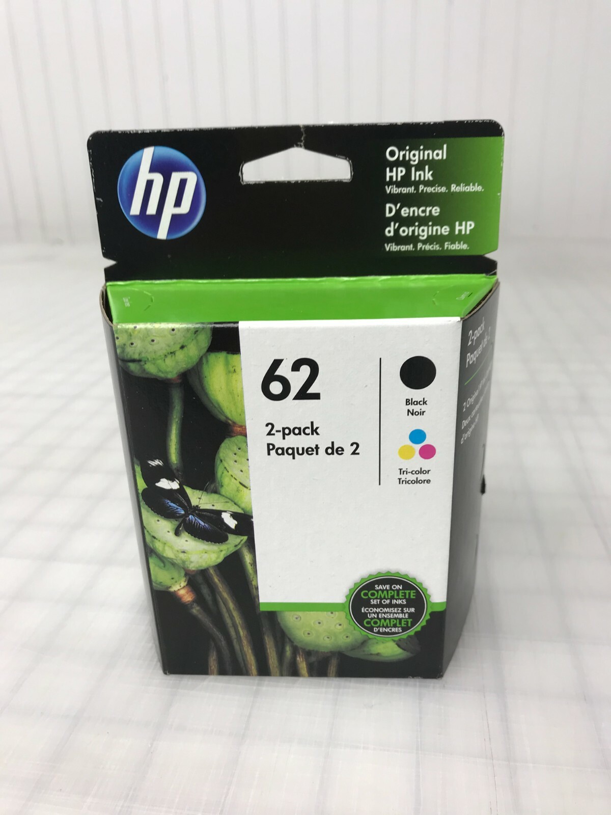 2/pk Genuine New HP Ink 62 Black Tri-color Ink Cartridge C2P04AN Exp 2022