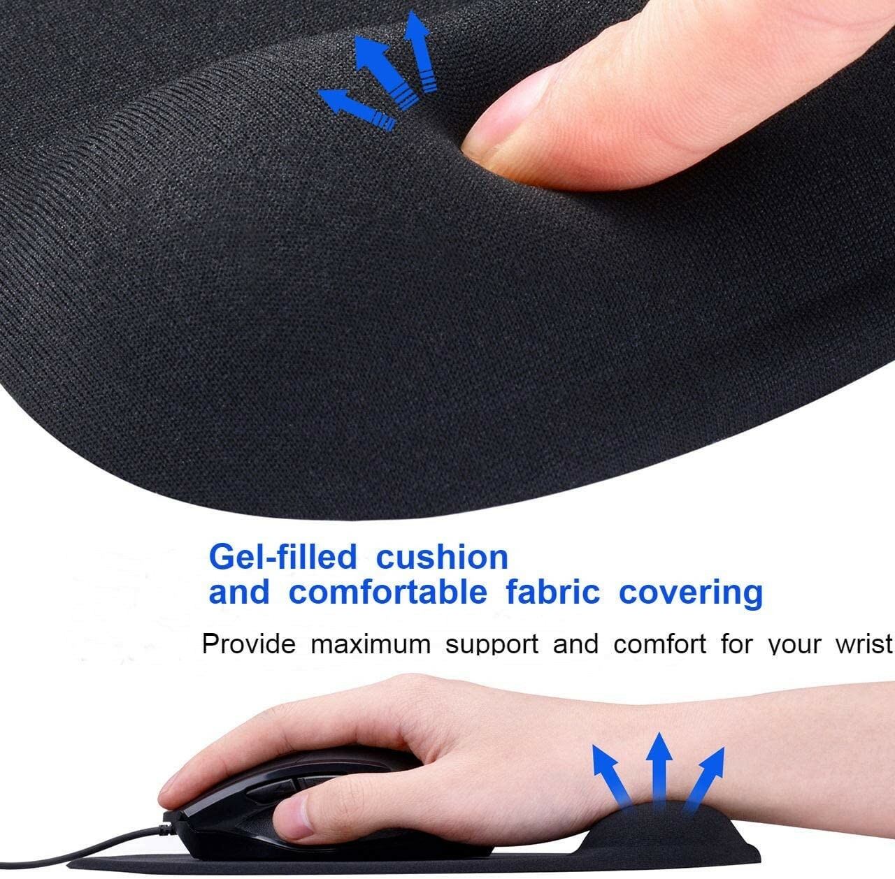 PC Mouse pad Ergonomic Comfortable Mat With Wrist Rest Support Red Non Slip