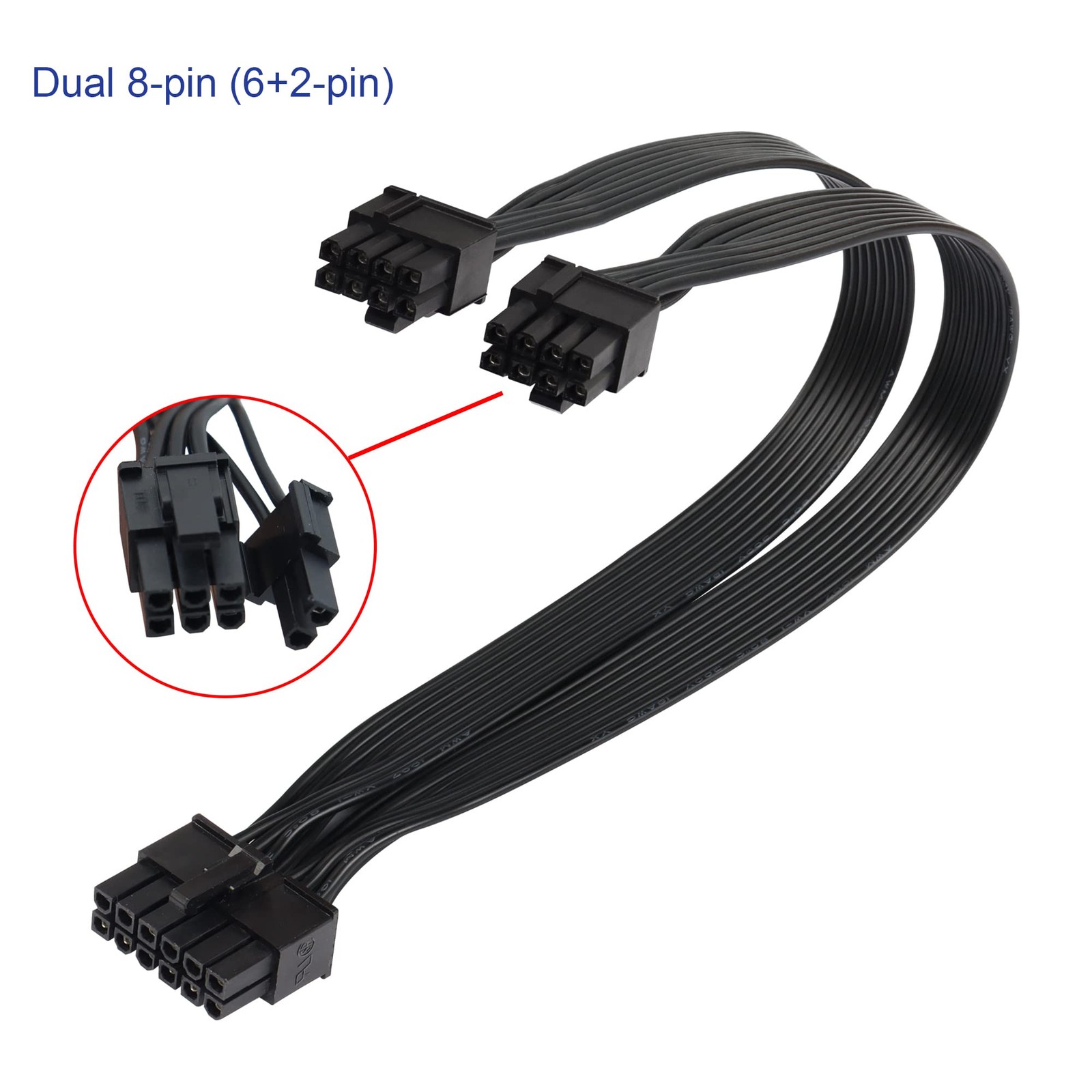 PCIE 12Pin To Dual 8Pin Male YSplitter Video Card Power Extender 12.6 In
