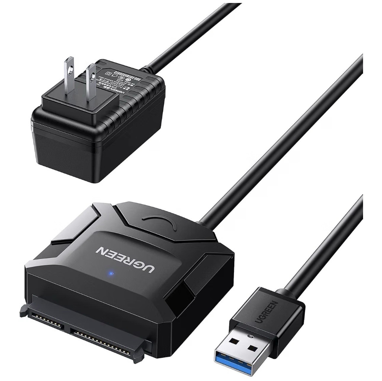 UGREEN USB 3.0 to SATA Adapter for 2.5/3.5″ Hard Drives, Plug and Play, Black