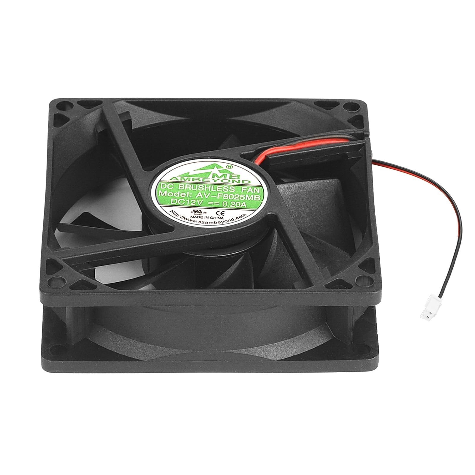 80mm By 80mm By 25mm 8025 12v Dc 0.20a Dual Ball Bearing Brushless Cooling Fan 2