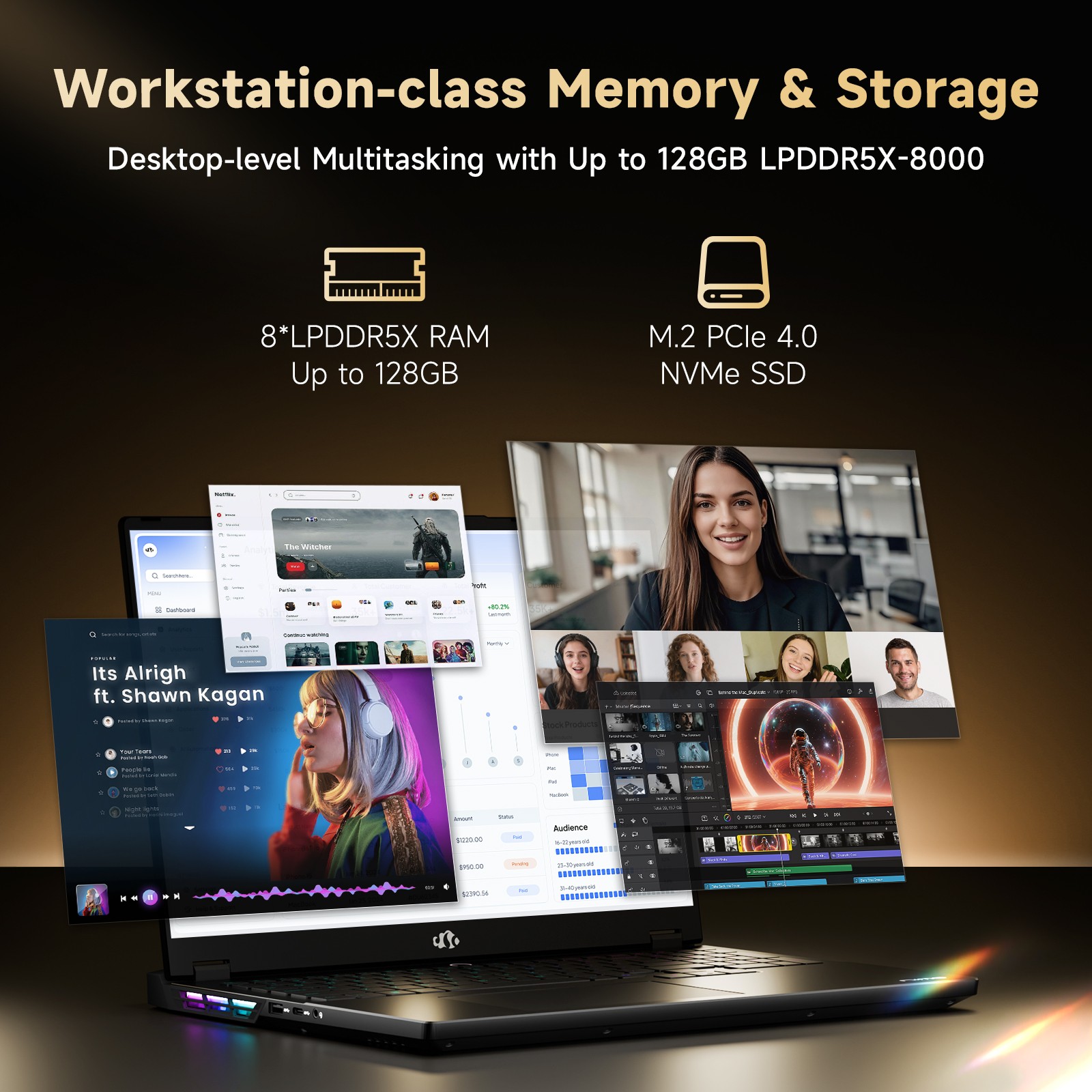 NIMO 2026 AI PC Laptop AMD Ryzen AI Max+ 395 128GB LPDDR5x 1/2/4/8TB SSD Linux