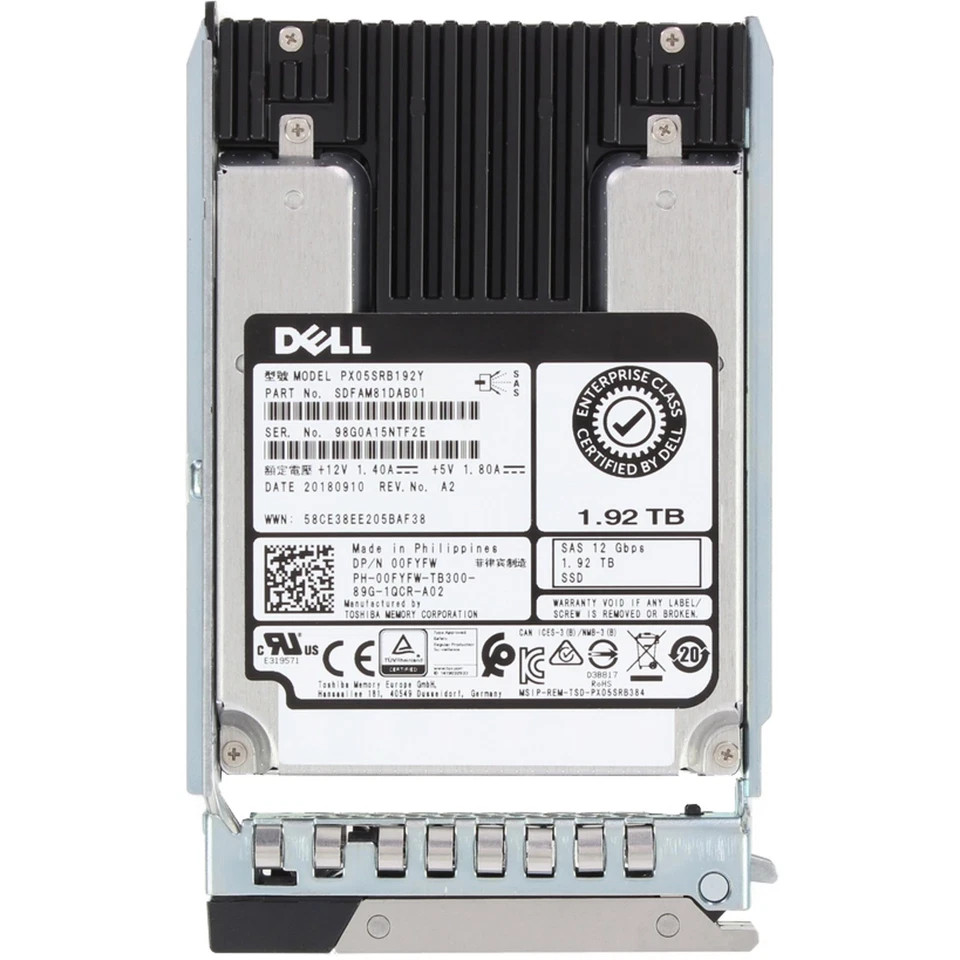 DELL PX05SRB192Y 1.92TB SSD 00FYFW 0FYFW 2.5″ SAS 12Gb RI Solid State Drive