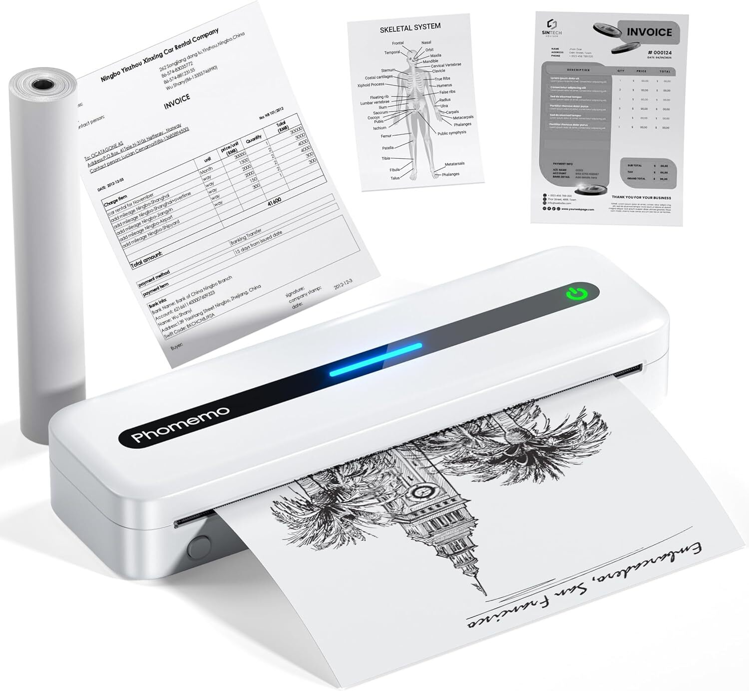 Phomemo M832 A4 Bluetooth Portable Thermal Printer Android iOS Phone&Laptop LOT