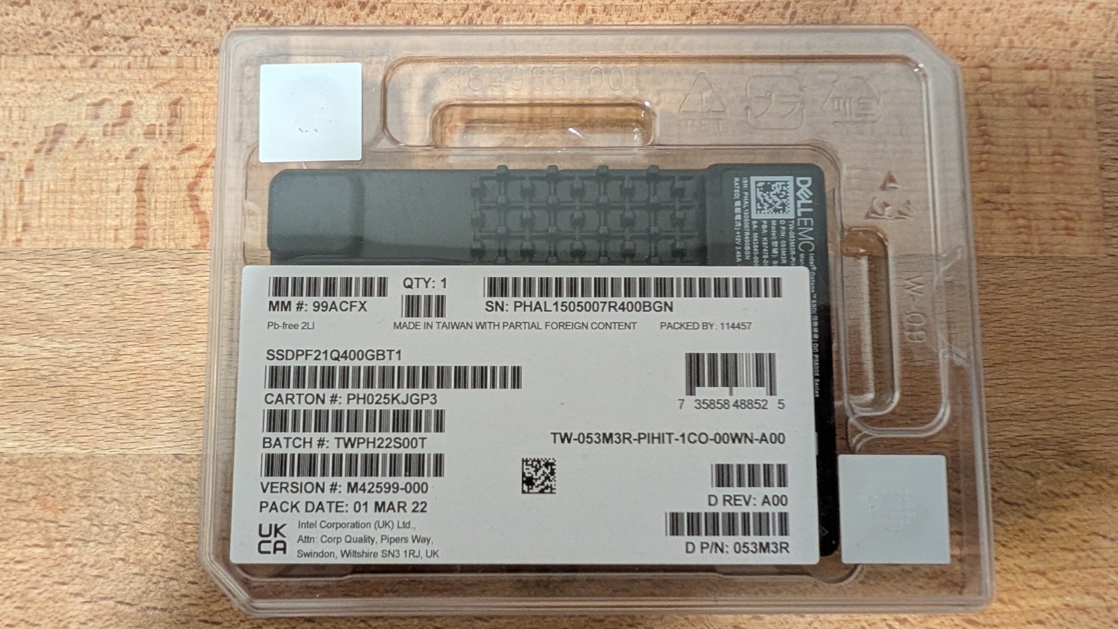 Dell EMC Intel Optane P5800X 400GB U.2 PCIe 4.0 NVMe SSD New Open Box 053M3R