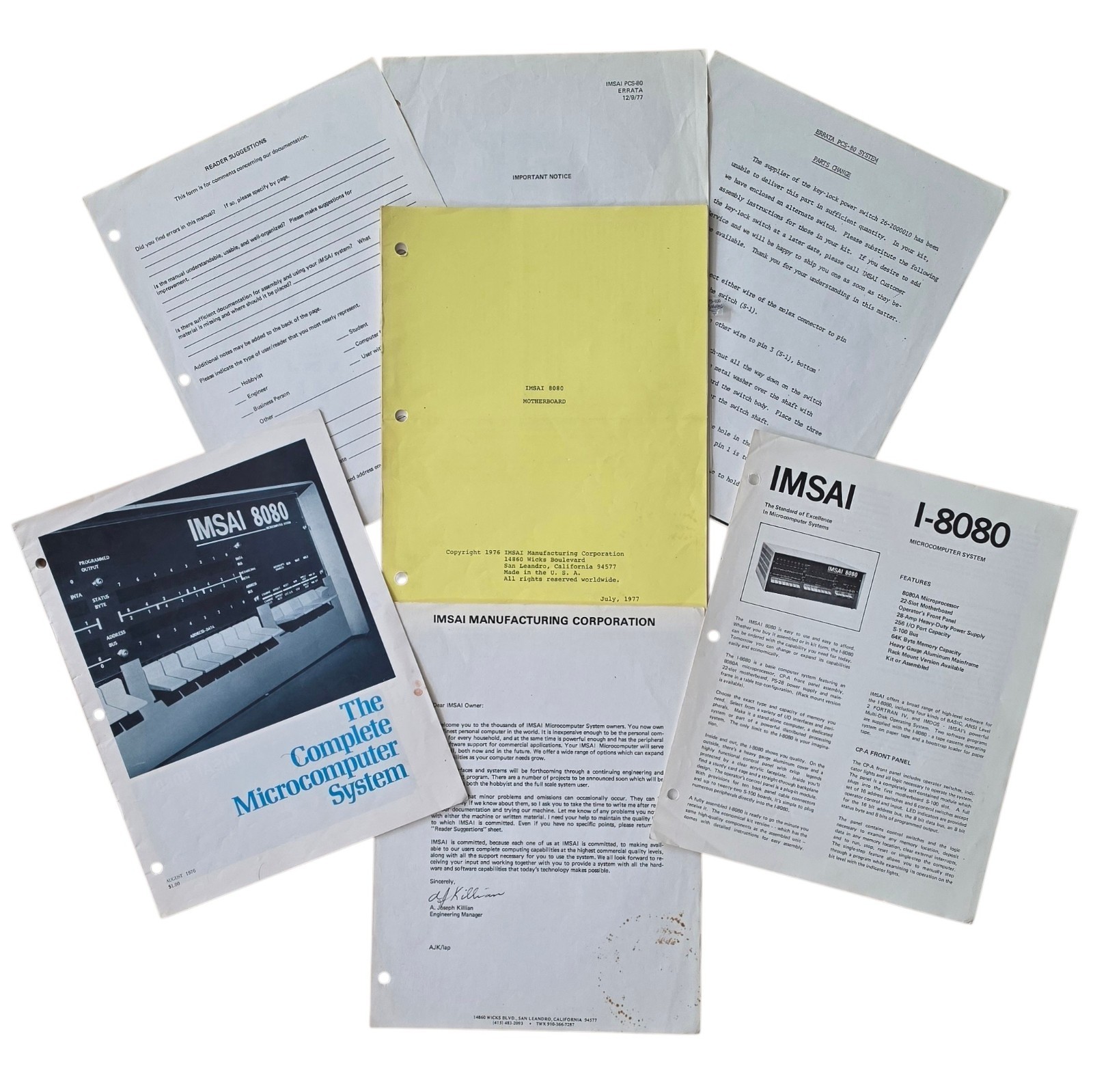 Original IMSAI 8080 Documentation Archive 1976-1978 Manuals Brochures Errata