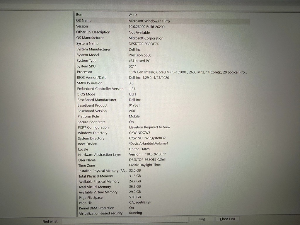 Dell Precision 5680 16″ i9-13900H 2.6GHz 32GB 1TB SSD RTX 2000 Ada 8GB Win 11 Pr
