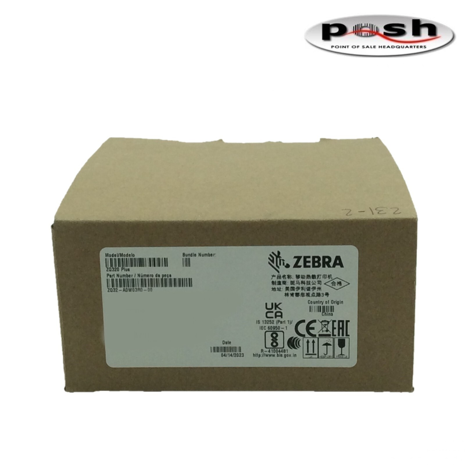 NEW – Zebra ZQ320 Plus Mobile Printer – ZQ32-A0W03R0-00 (WiFi & Bluetooth)