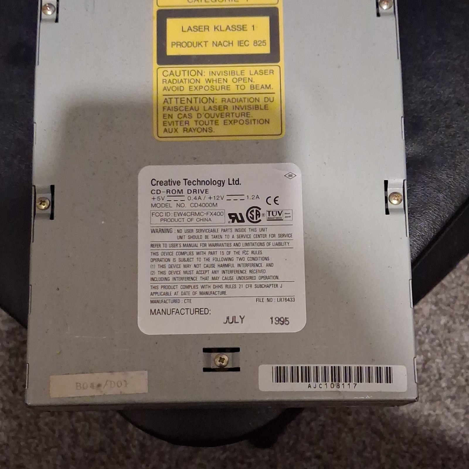 Creative CD4000M 5.25in 4x Internal Desktop CD-ROM Drive Beige for PC
