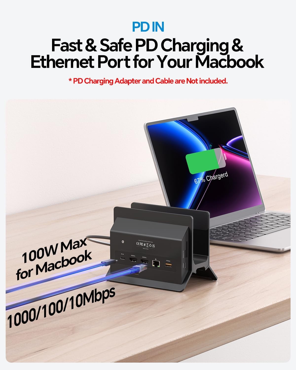 New – Pulwtop MacBook Docking Station Dual Monitor, Vertical Mac Laptop Docking