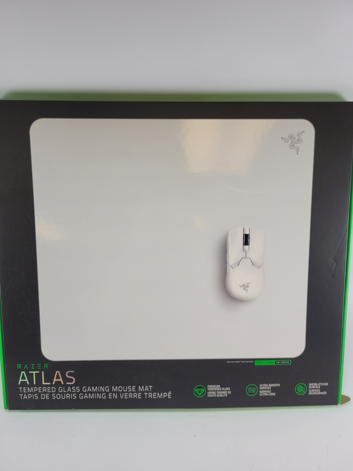 Razer Atlas Tempered Glass Gaming Mouse Mat White Large 450x400mm RZ02