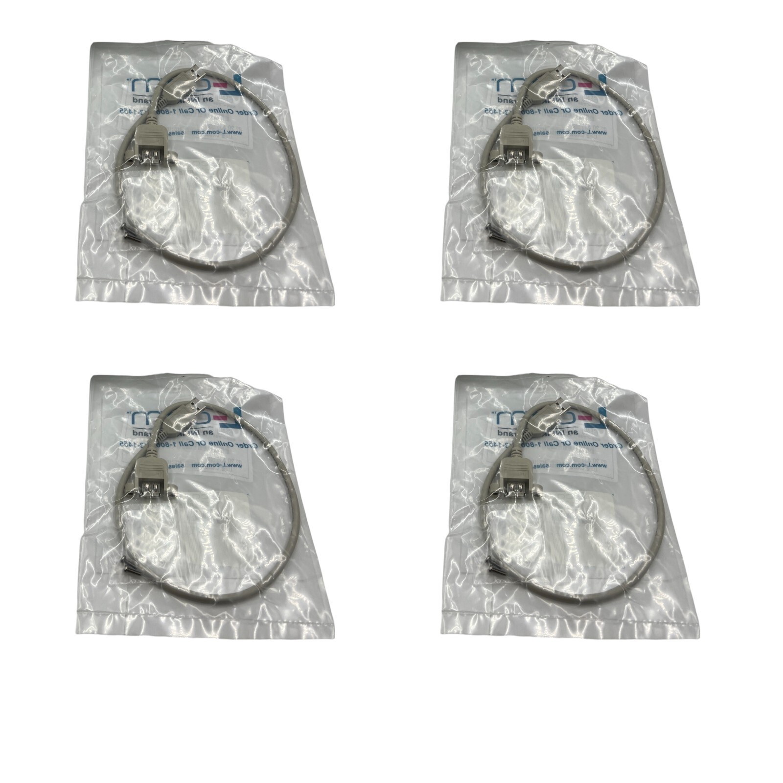 (QTY 4) L-com USB Type A Coupler, Female Bulkhead/ Type A Male 0.5M UPMAA-05M