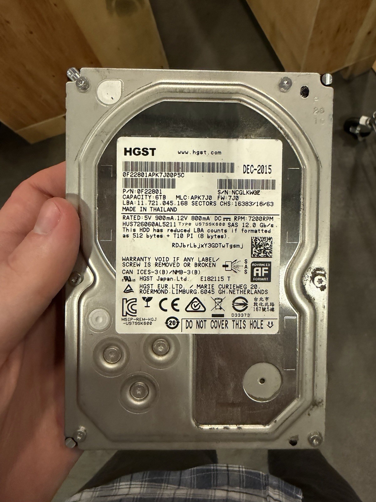 *SAS* HGST HUS726060AL5211 6TB 7.2K 12G 3.5″ SAS Hard Drive 0F22821