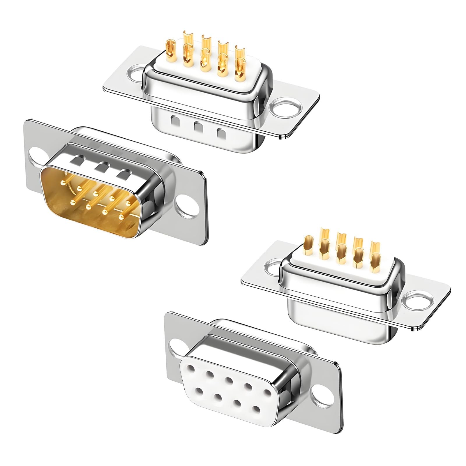 20 PCS DB9RS232 DSub Serial Solder Connector Gold Plated 9 Pin Coupler Set