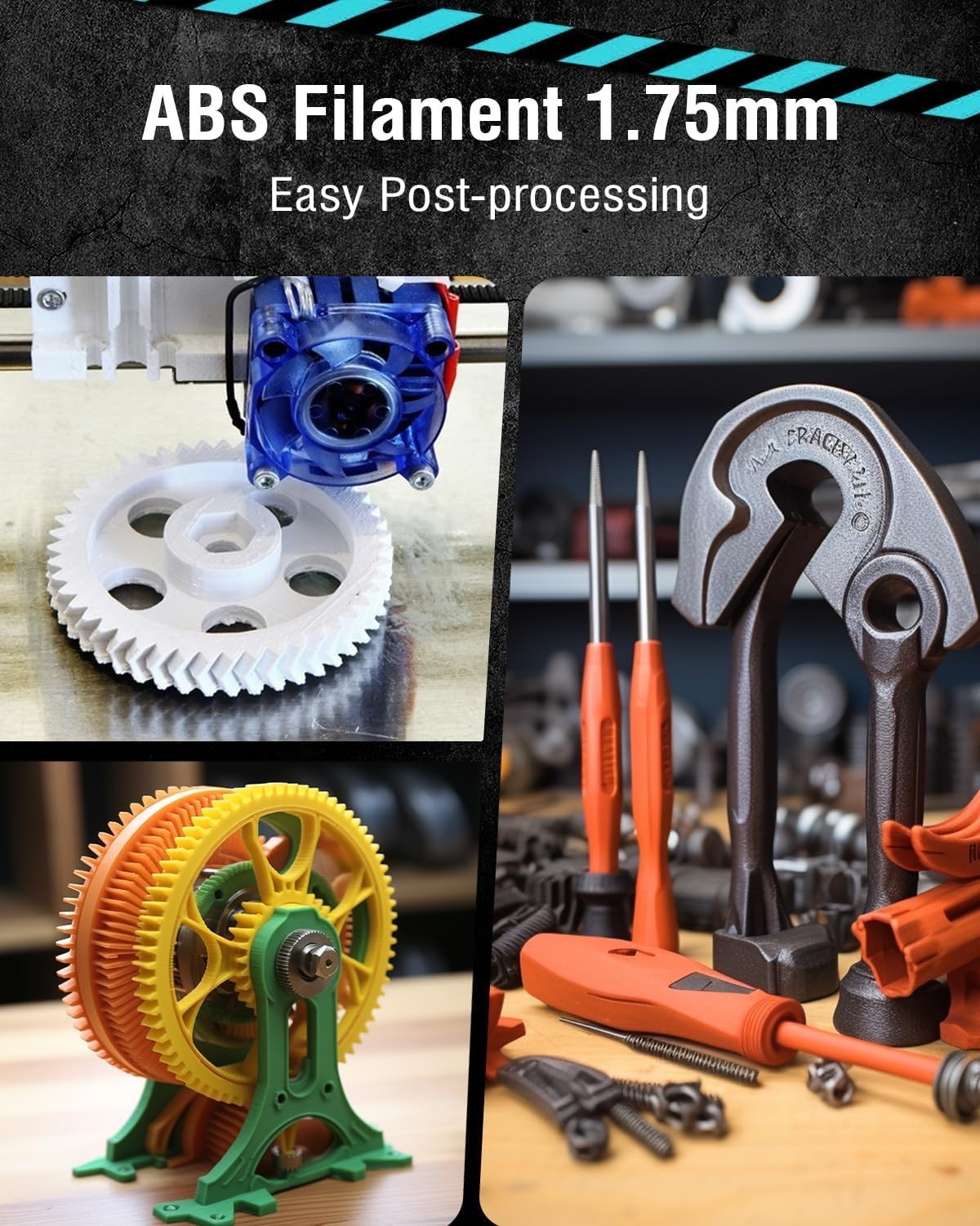 ABS Filament 1.75mm 3D Printer Filament, Highly Resistant Durable, Heat Resis…