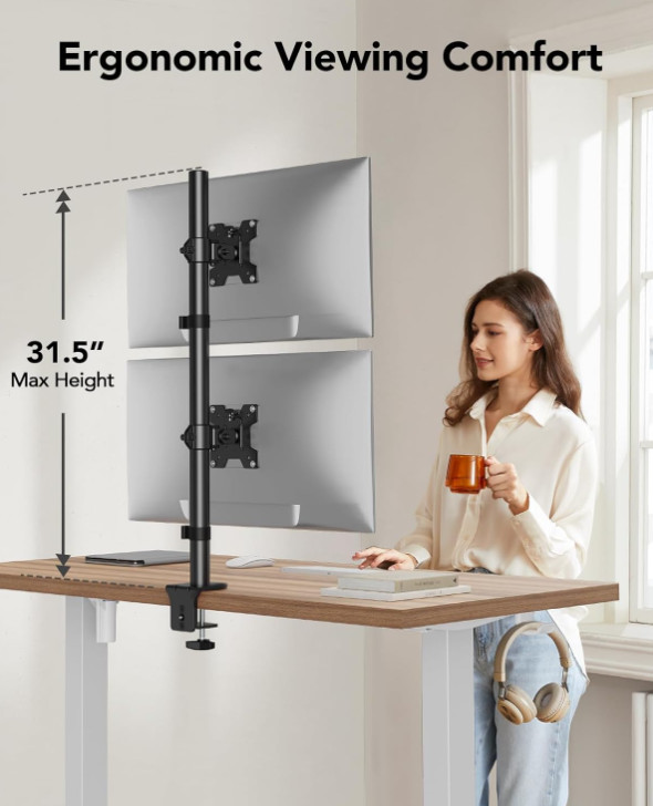 Soporte Vertical Doble para Monitores 17-32″ VESA Ajustable de Escritorio, Nuevo