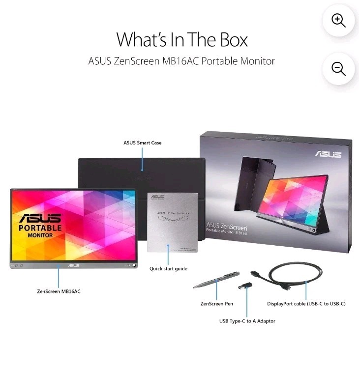 ASUS ZenScreen MB16AC 15.6″ FullHD 1920×1080 USB-C LCD IPS Portable Monitor