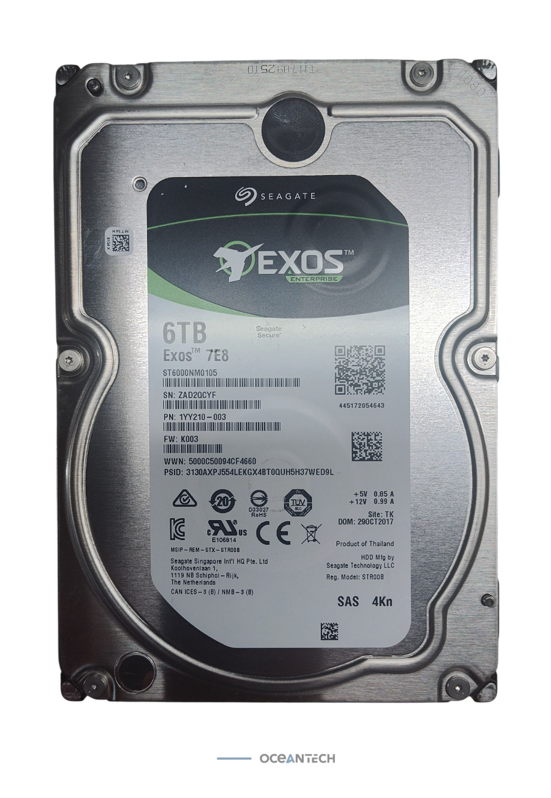 Seagate Exos Enterprise ST6000NM0105 3.5″ 6TB 7E8 SAS HDD 1YY210-004
