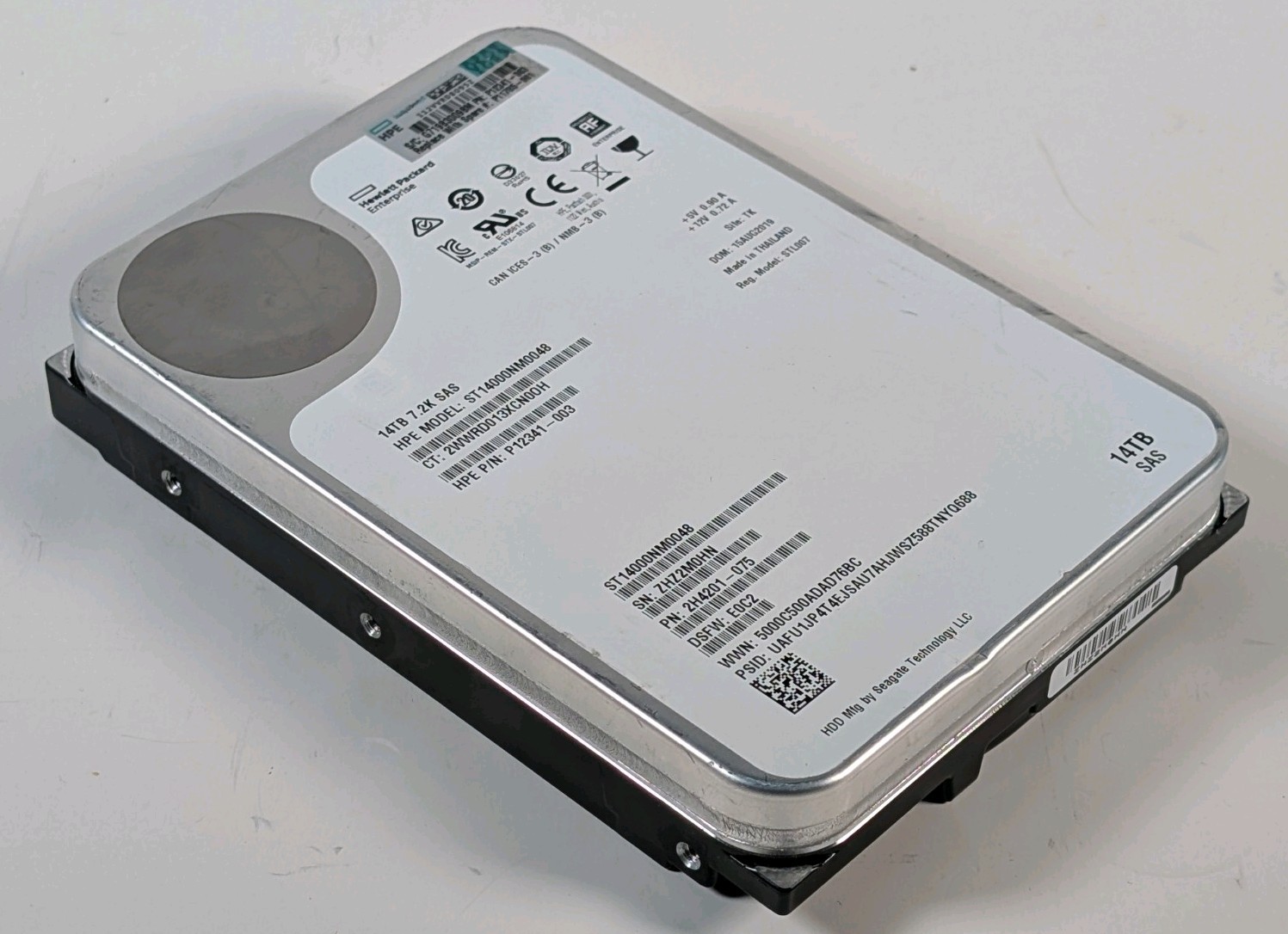 HP Enterprise by Seagate 3.5″ 14TB 7.2K SAS HDD | ST14000NM0048, Sanitized