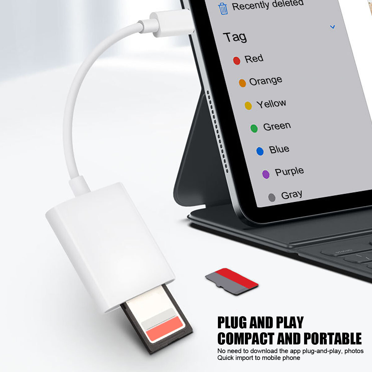 2in1 Micro SD/TF Dual Slot Memory Card Reader for iPhone iPad Camera Adapter Lot